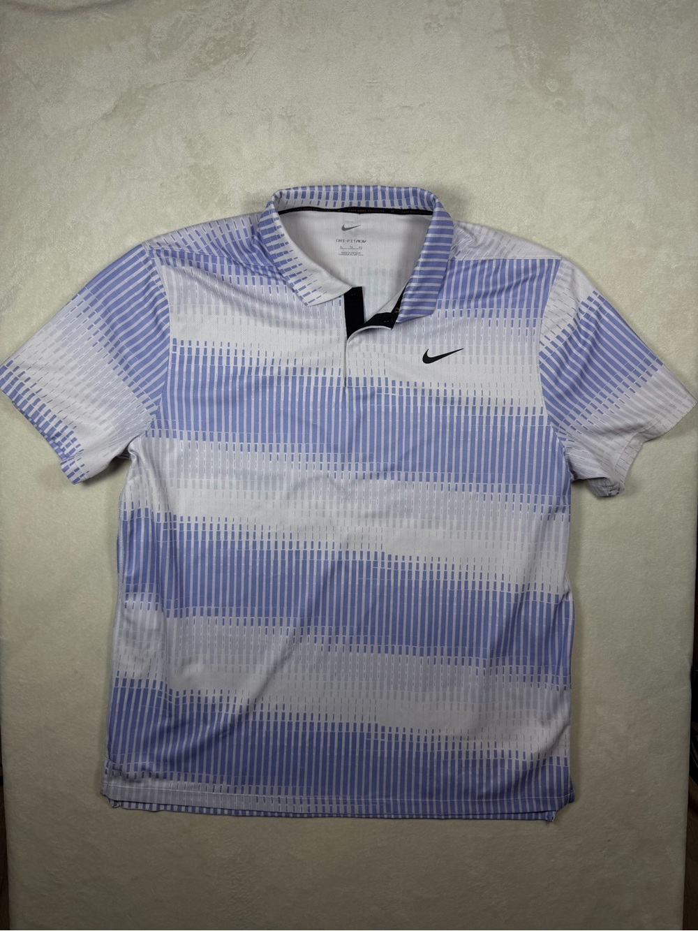Nike x Tiger Woods Collection XL Men’s Lavender Button Snap Striped Golf Polo